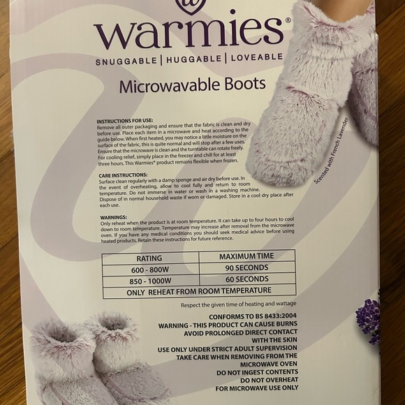 NIB Warmies Microwavable Boots Slippers Purple & White Lavender Scented - Picture 5 of 6